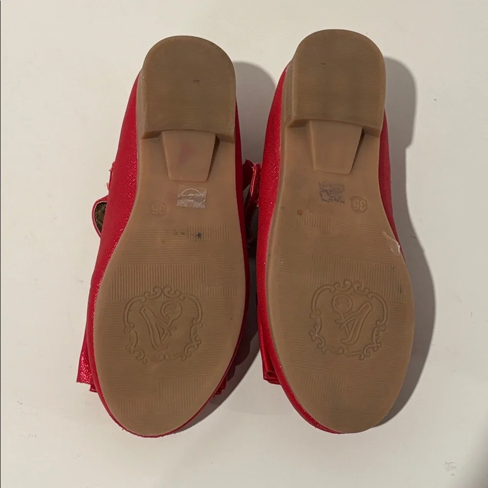 Pipperdoodles Lot of 2 Sparkly Silver & Red Bow Girls Velcro Shoes Pip Squeak